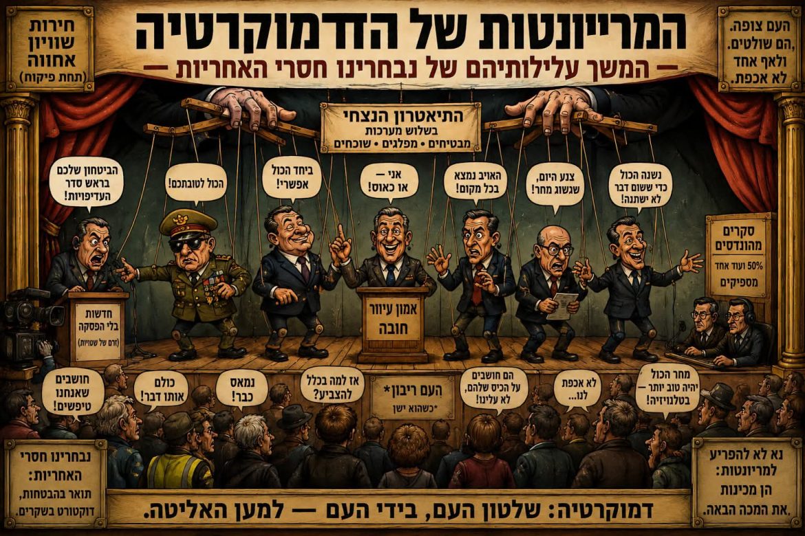 המשך סאטירי על המוסמכים שלנו! אל הגנרלים הישראלים שהפכו לבובות הראווה של הקרנבל הפוליטי! מאת רוני אקריש